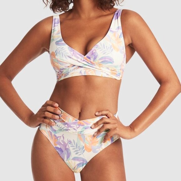 NWT Sea Level Botanica Cross Front Top + Mid Rise Bottom Swim Set 4-6 White - Picture 4 of 15